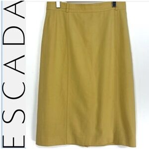 Escada Vintage dandelion yellow zip‎ up wool pencil skirt
